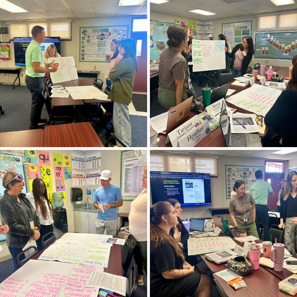 Teachers working together in a classroom.