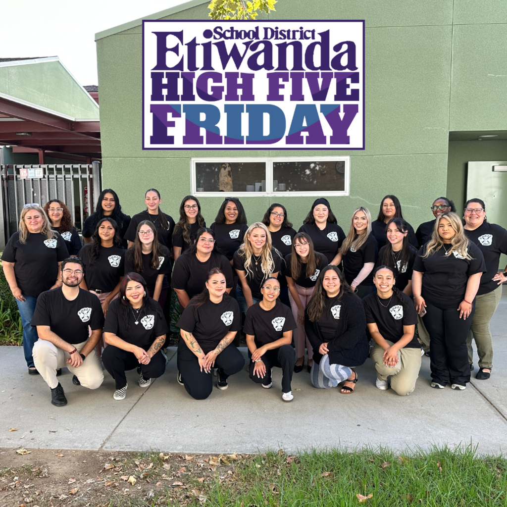 Etiwanda School District, High Five Friday Group of women in black shirts