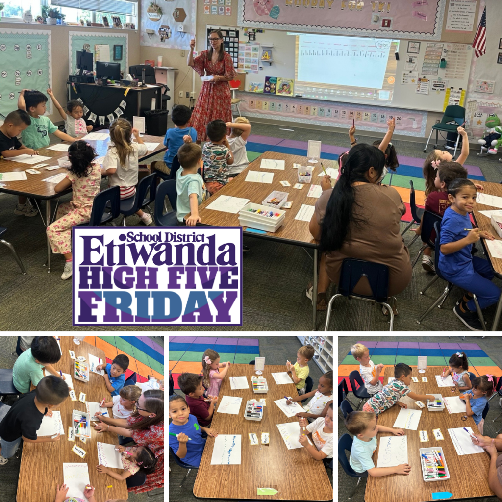 Text: Etiwanda School District-High Five Images of students