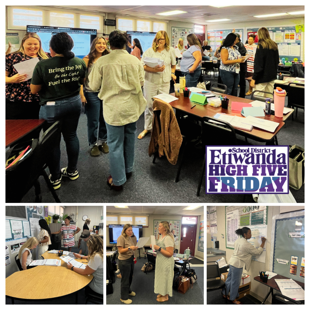 Text: High Five Friday Images: Teachers working together in a classroom