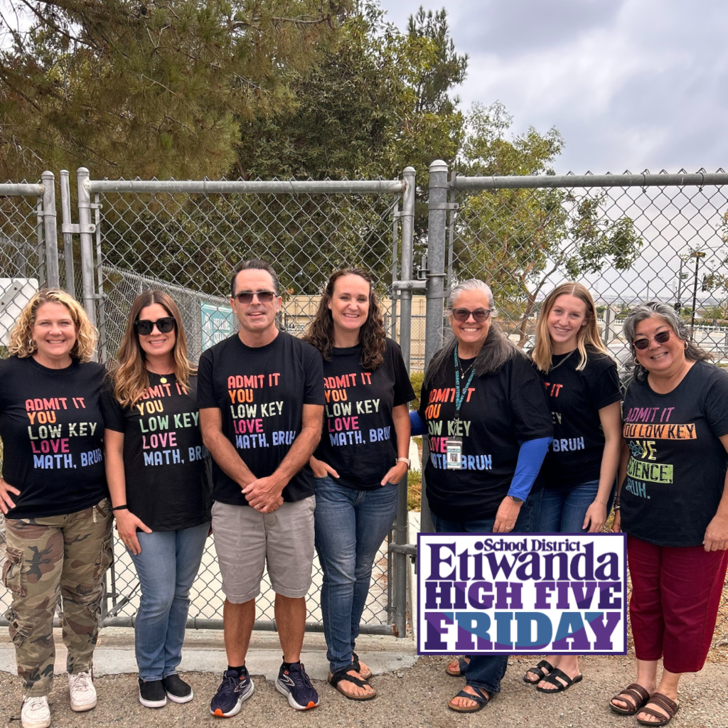 Text: High Five Friday, Image: 7 adults smiling wearing black shirts