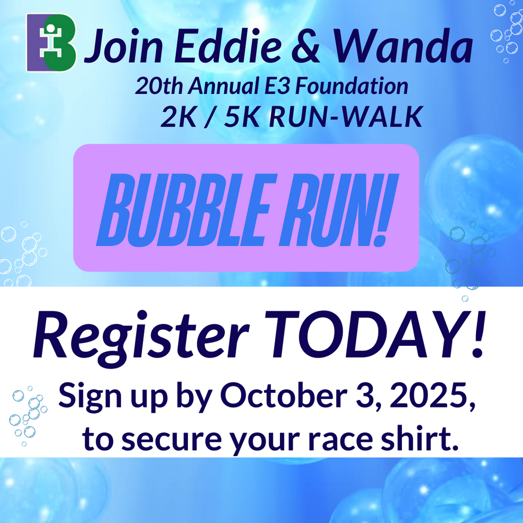 🎉 The 20th Annual E3 Fun Run is almost here, and this year it’s going to be bubbling with fun! 🫧 Join us on Saturday, October 18, 2025, at Central Park for a morning full of bubbles, energy, and community spirit.  👕 To guarantee your race shirt, be sure to register by October 3, 2025. Spaces always fill quickly—just ask anyone who’s joined us over the past 20 years!  ✅ Register today at bit.ly/E3FunRun25 or visit the district website.