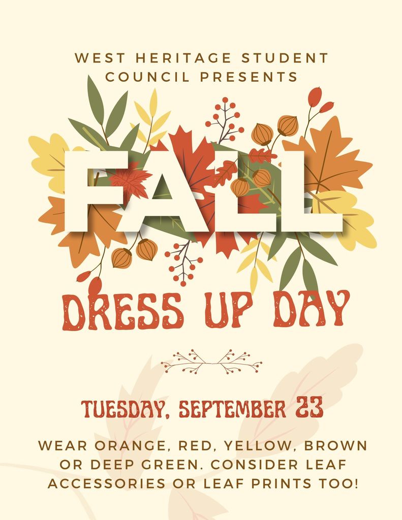 Fall Dress Up Day Tuesday, September 23