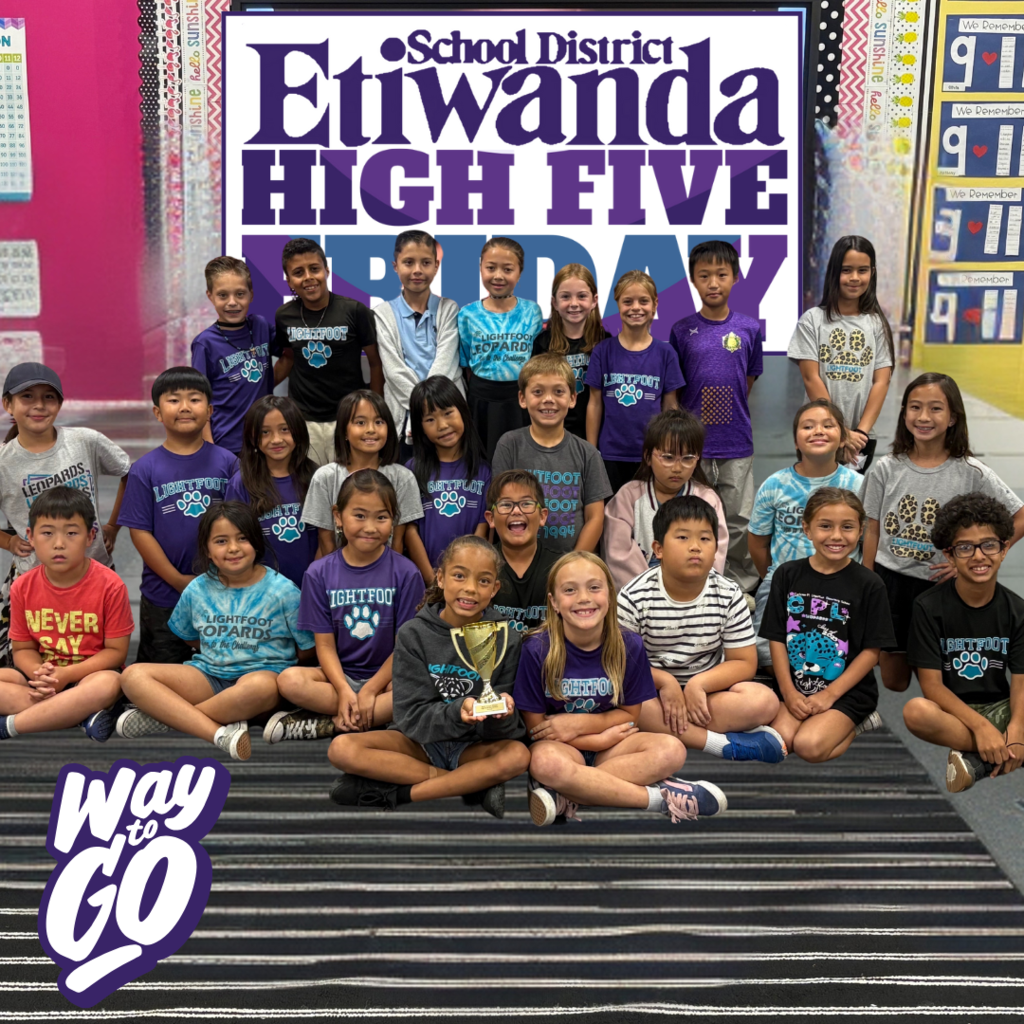 Text: High Five Friday, Way to go! Image: smiling students