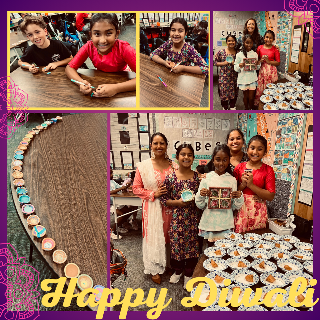 Happy Diwali Images: Students making diyas