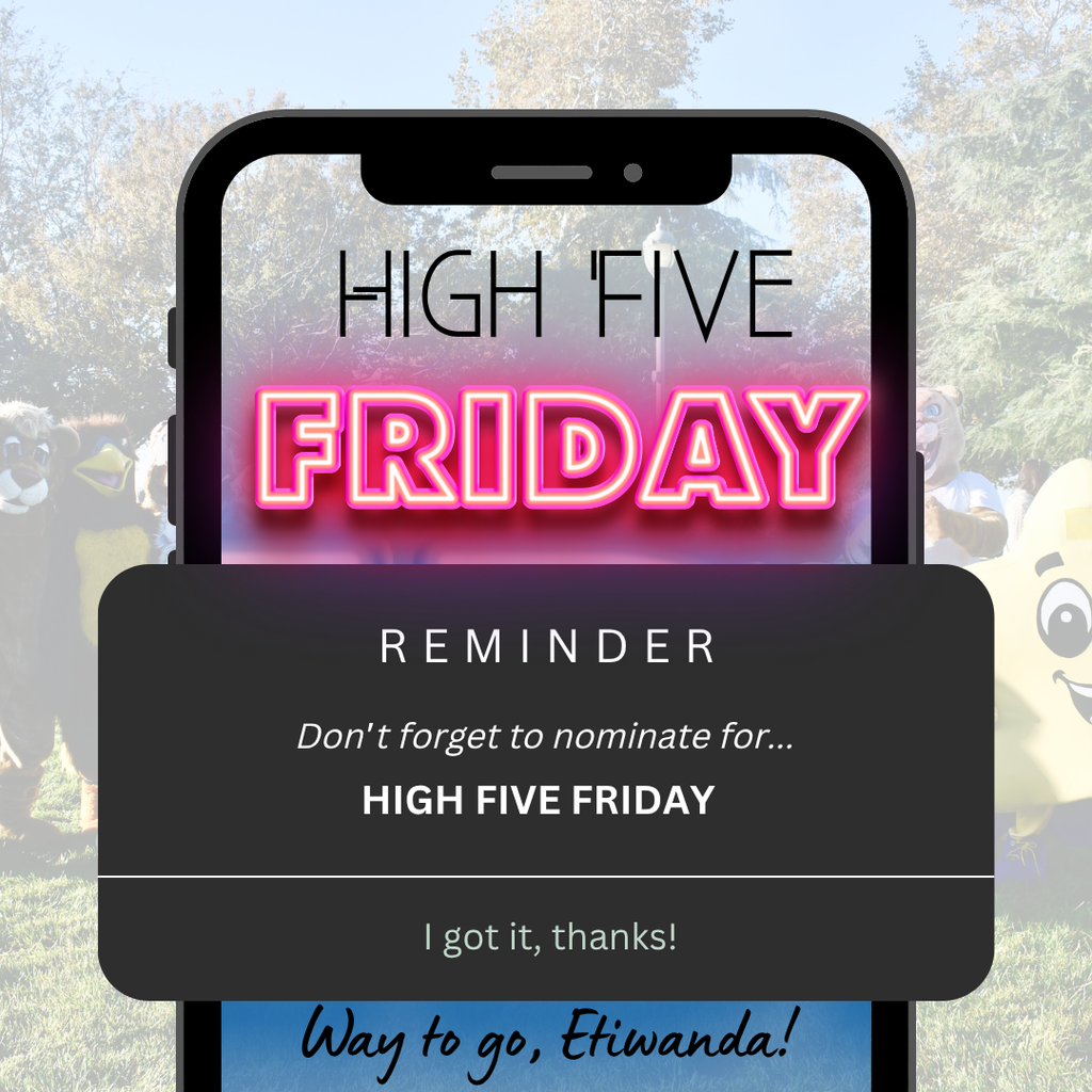 Text: High Five Friday, Don't forget to submit