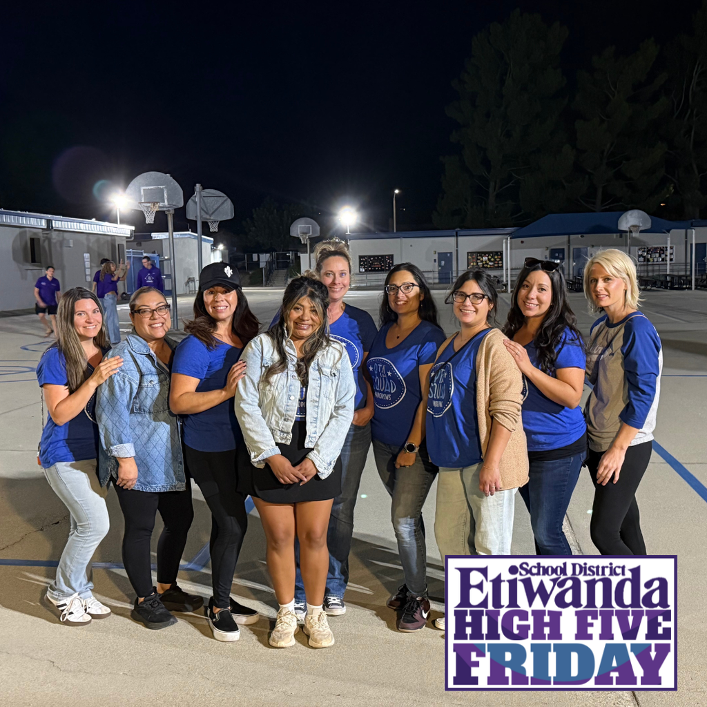 Text: Etiwanda School District High Five Friday