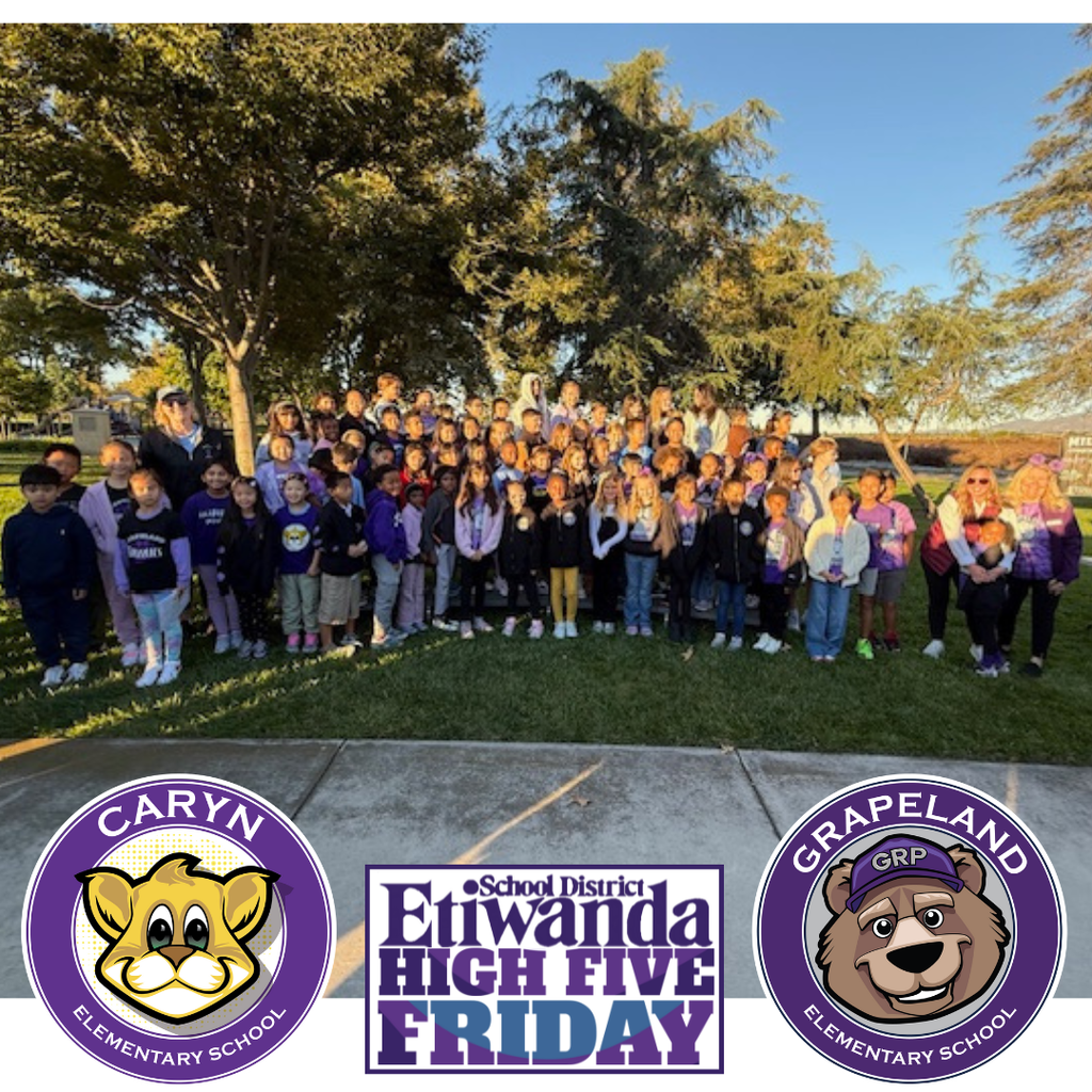 Caryn logo, Grapeland Logo, High Five Friday Images: a lot of students