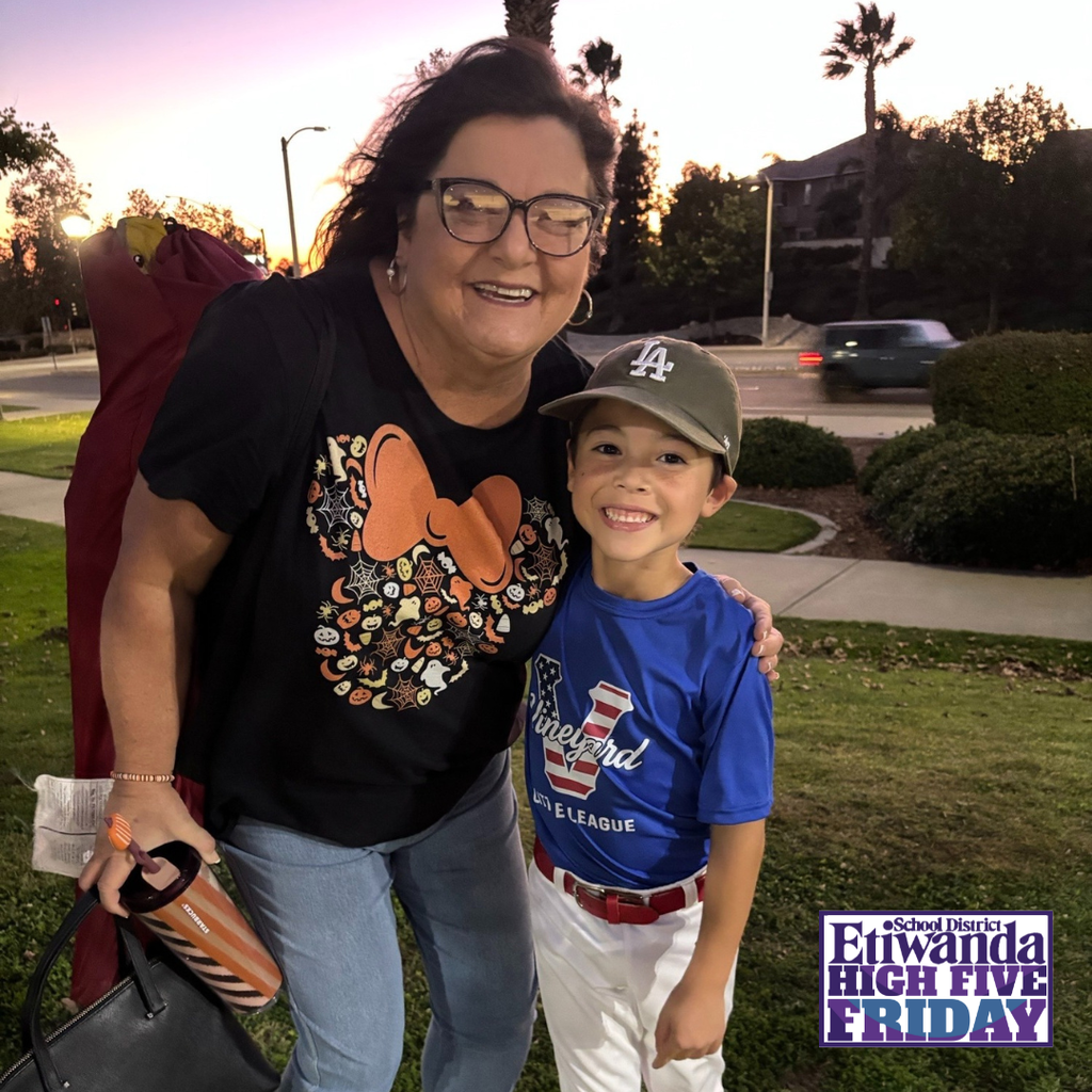 Text: Etiwanda High Five Friday