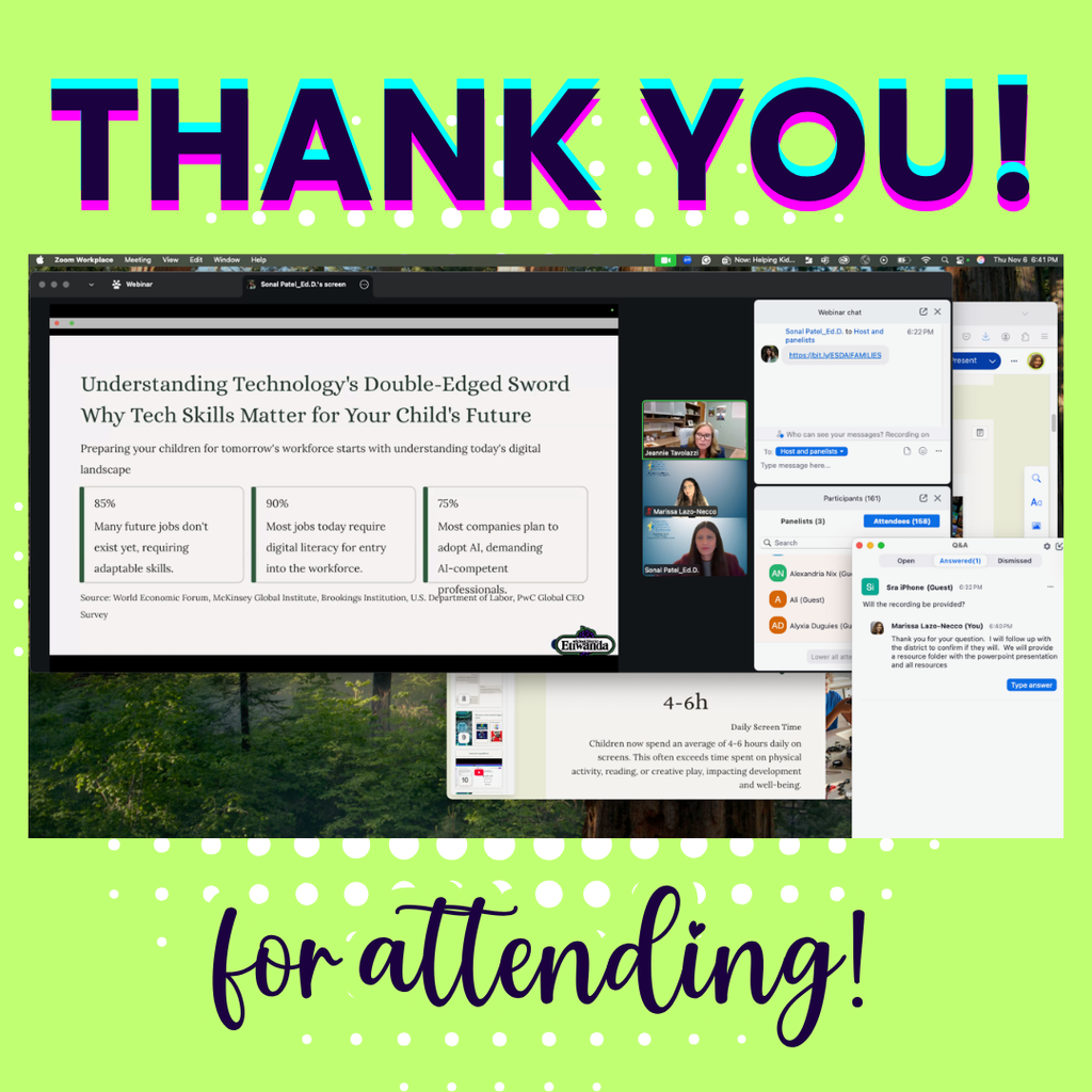 Text: Thank you for attending. Image: a google slide