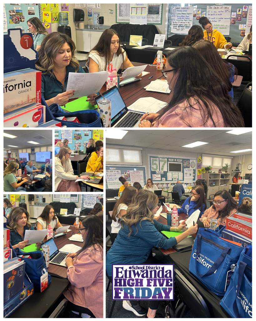 Text: High Five Friday Images; teachers working together at tables
