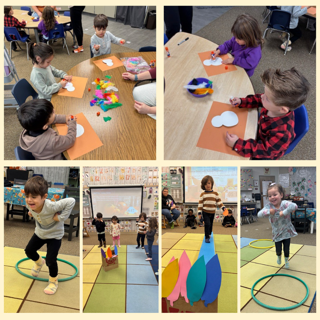 No text Images: students having a blast with turkey themed activities 