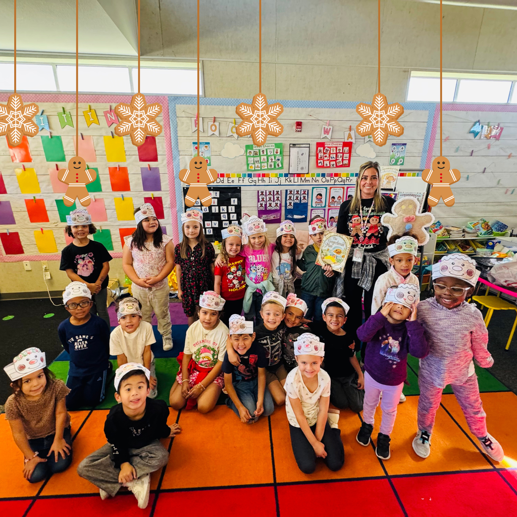 No Text: Image of students with gingerbread hats