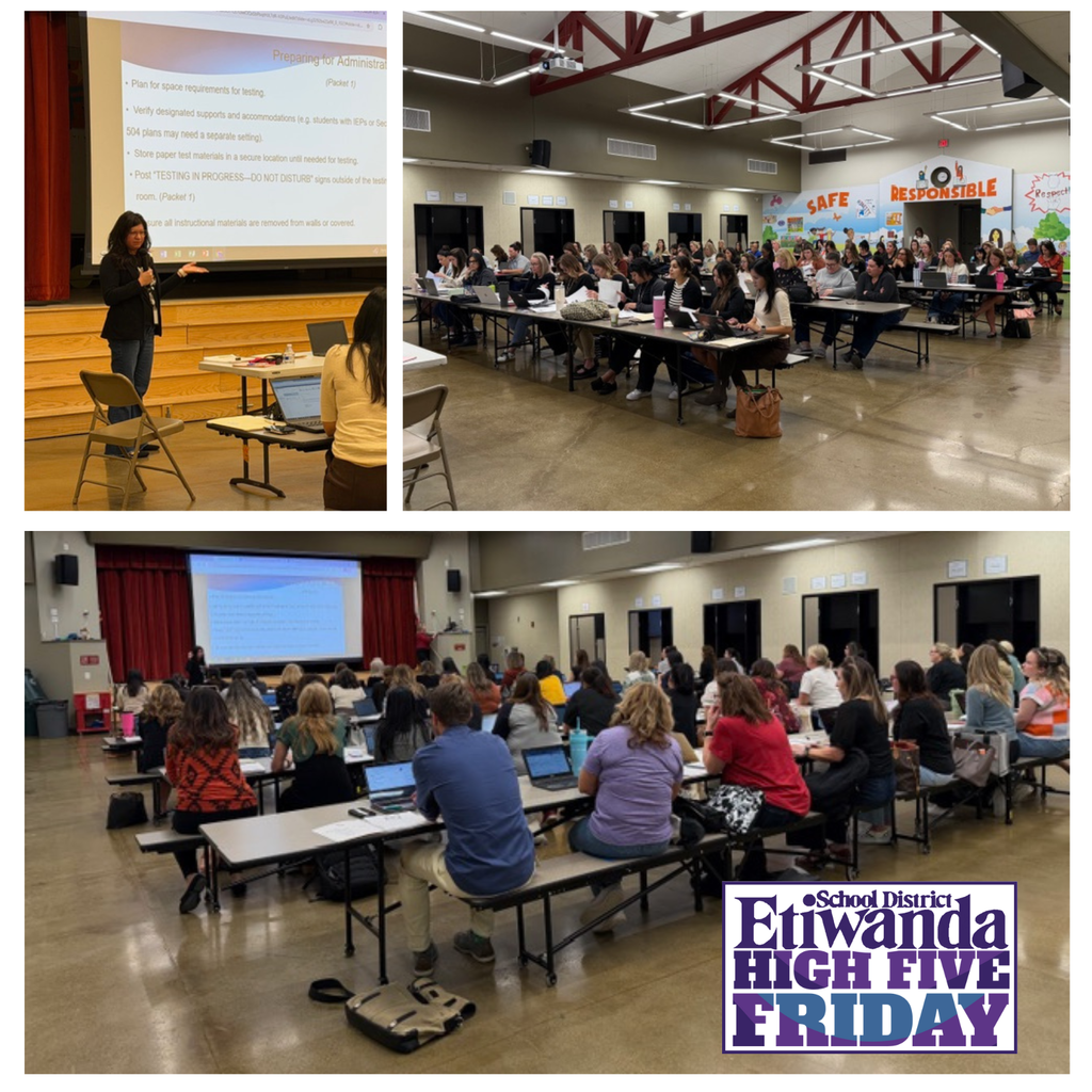 Text: High Five Friday Image: adults in a cafeteria learning