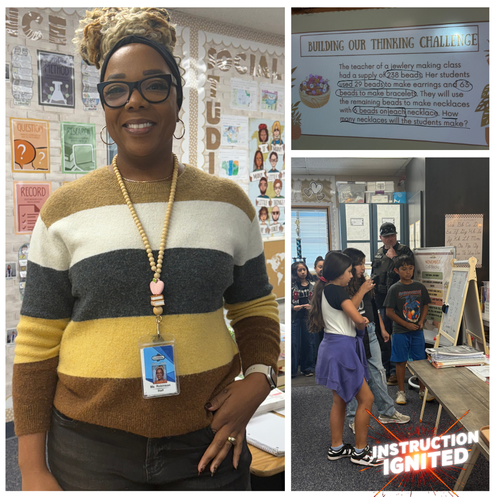 Text: Instruction Ignited Image: woman smiling and students working together in class