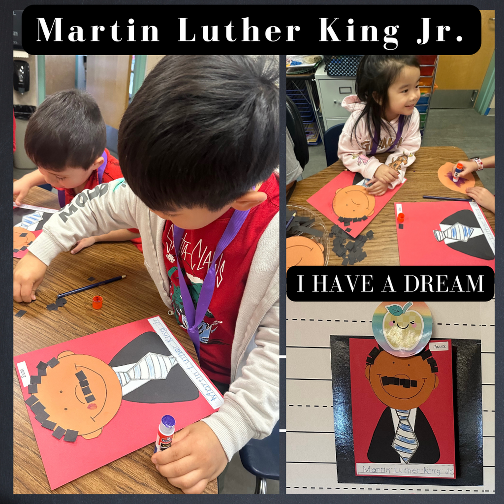 Text: Martin Luther King, Jr. Day - I have a Dream, Image: American Flag, Etiwanda logo