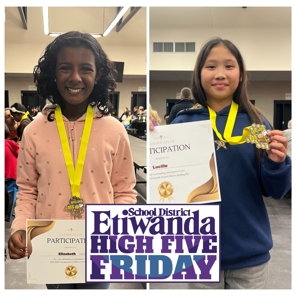 Text: Etiwanda School District High Five Image: two students 