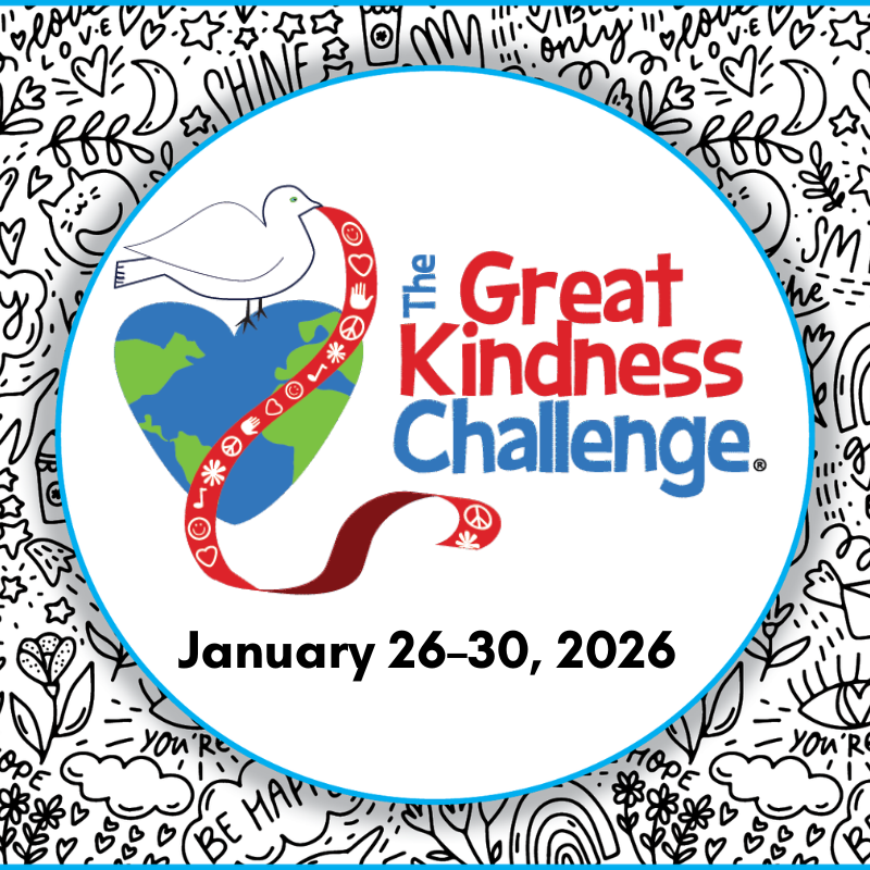 Text: the Great Kindness Challenge - January 26-30, 2026 Image of Doves