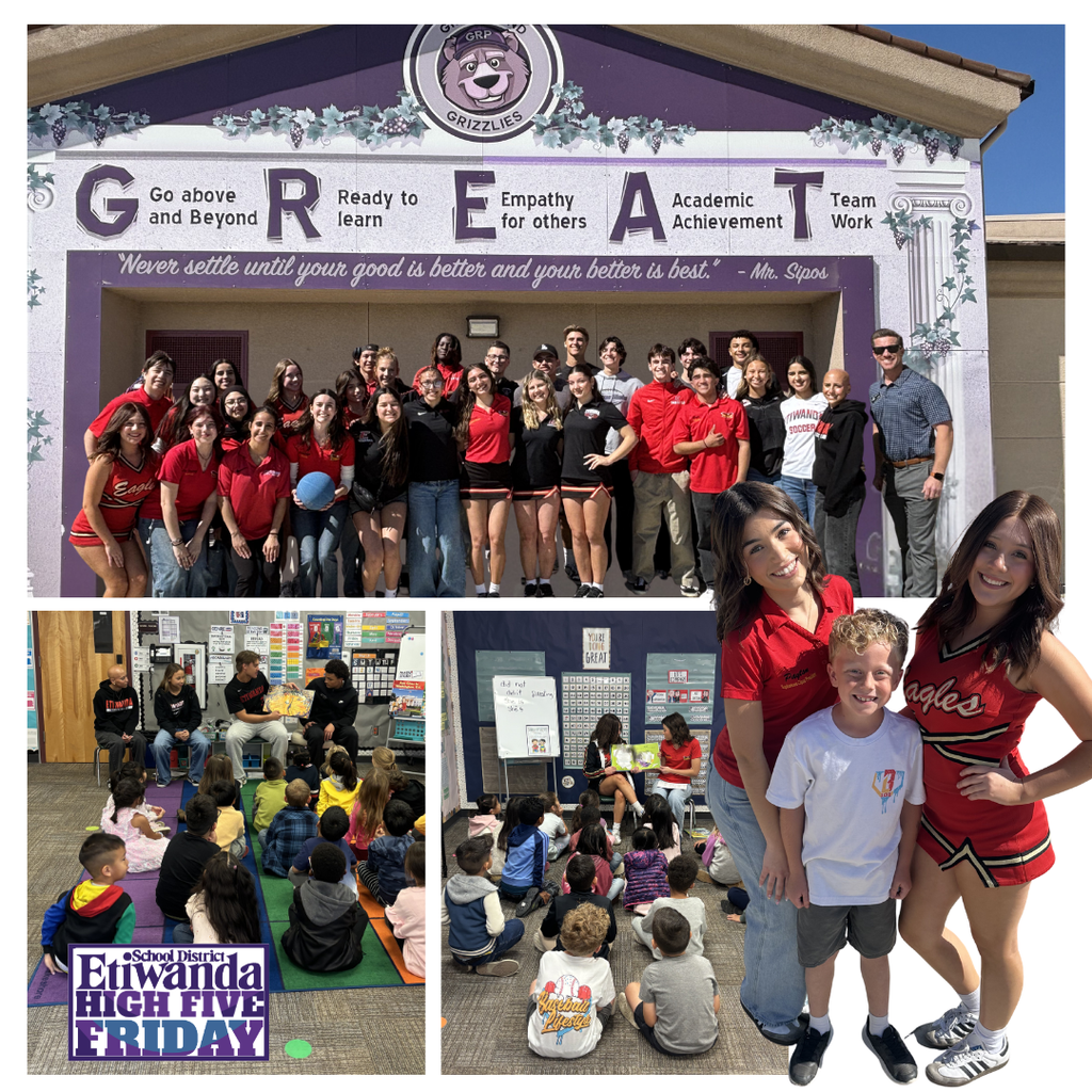 Text: High Five Friday, Image: smiling students wearing red 
