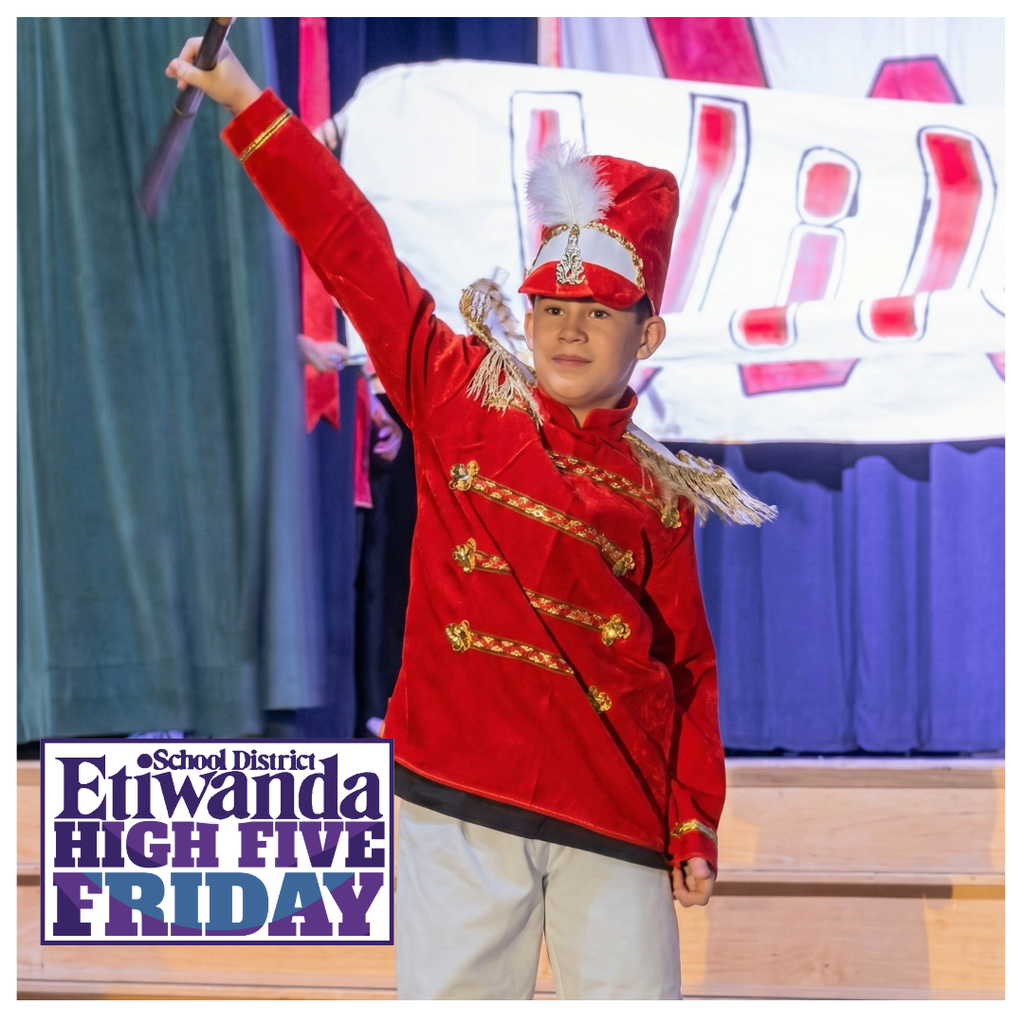 Text: High Five Friday Image: Boy in a red shirt