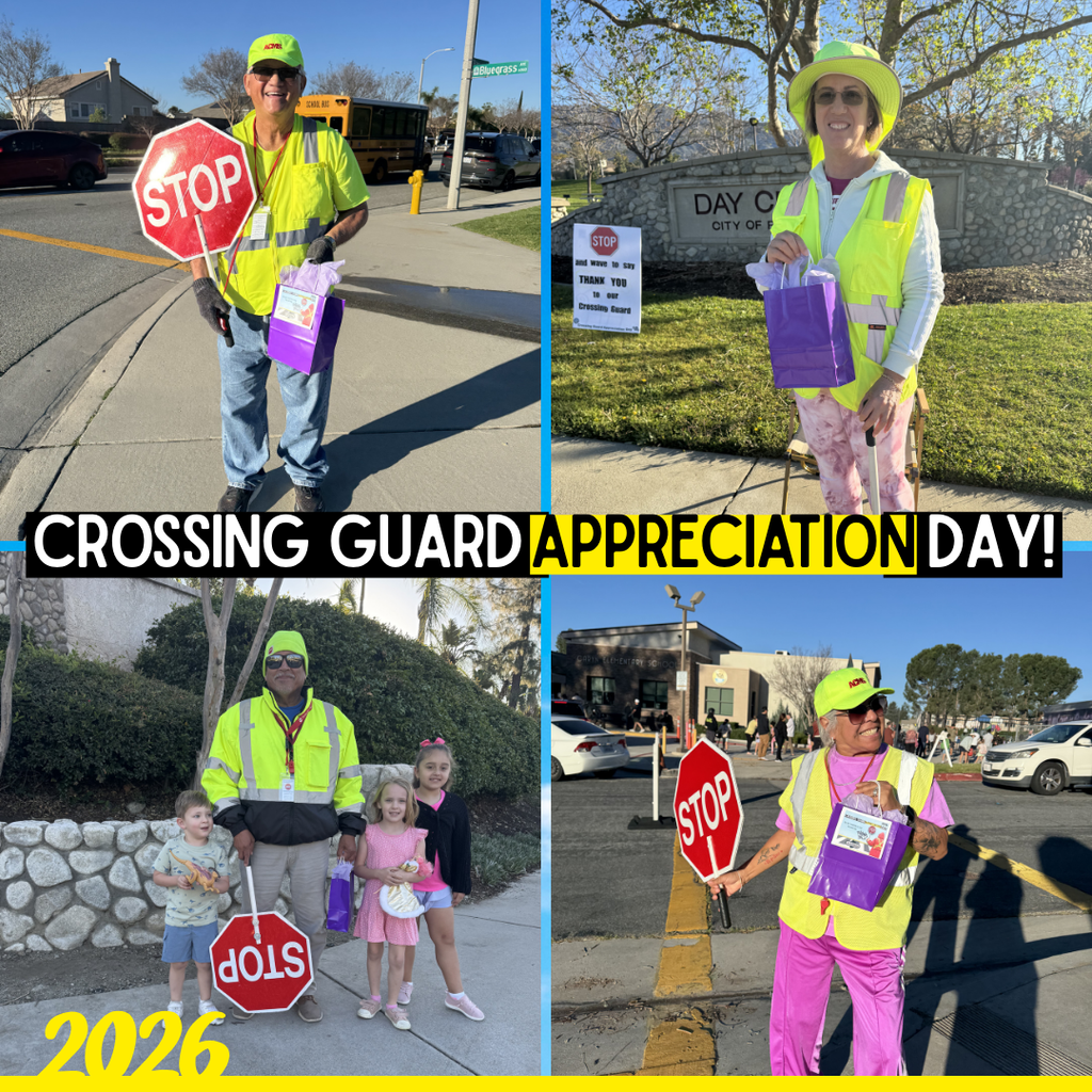 Text: Crossing Guard Appreciation Day Images: 4 smiling crossing guards