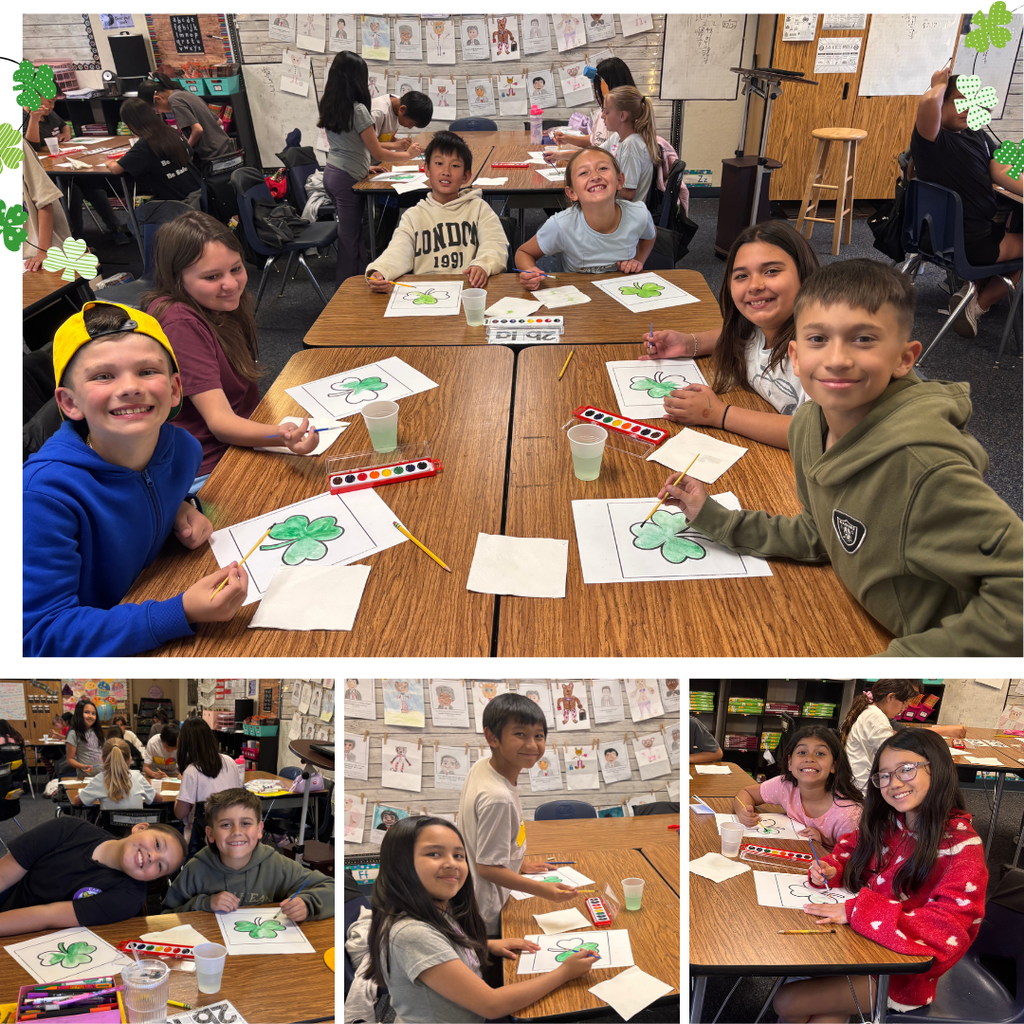 No text Images: students painting shamrocks