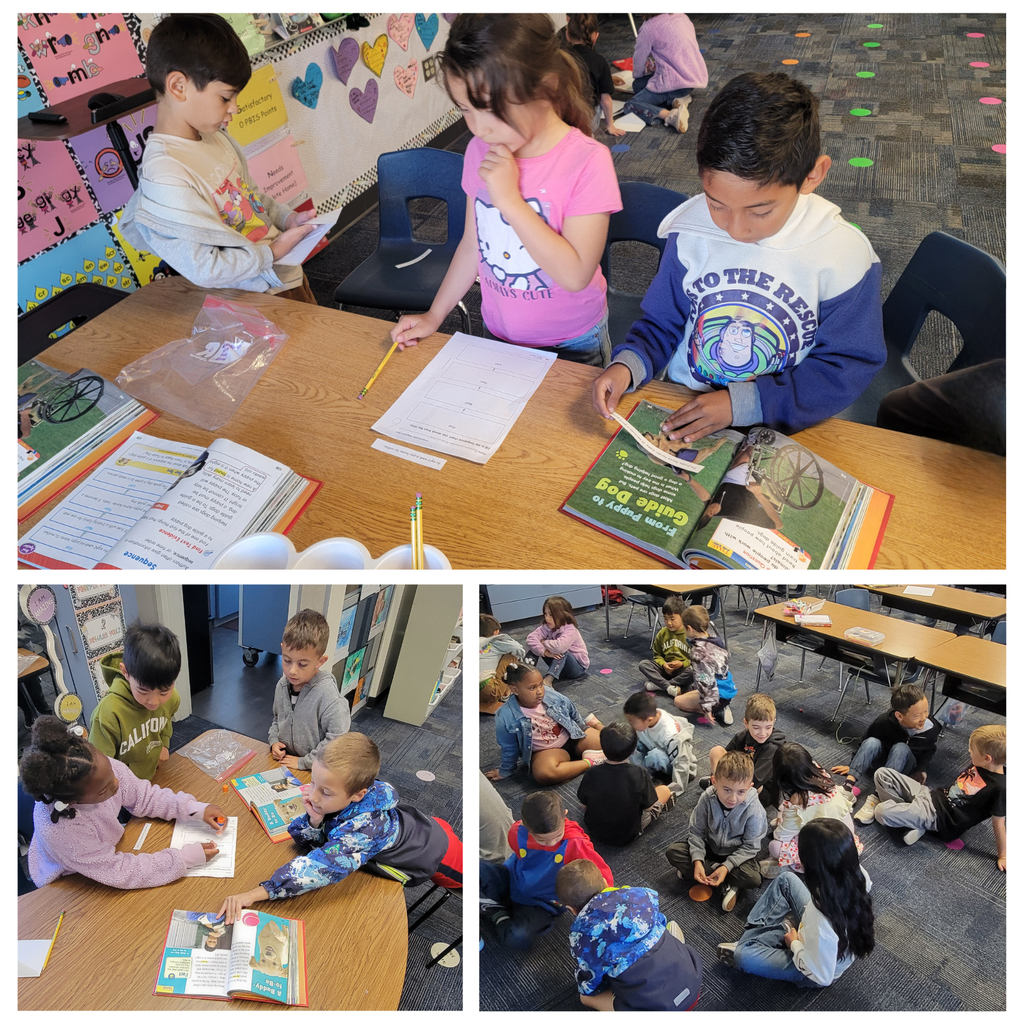 No text. Images of students working together. Sitting on the floor reading.