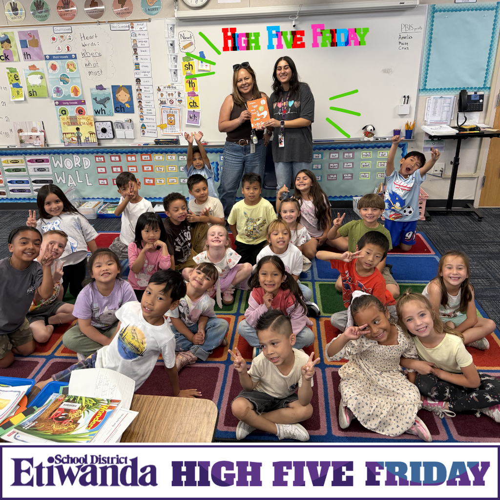 Text: Etiwanda School District, High Five Friday Image: smiling students