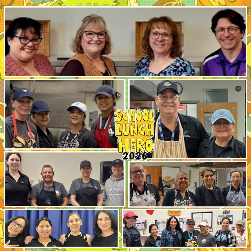Text: School lunch Hero - Thank you, Amazing Images: images of our cafeteria employees