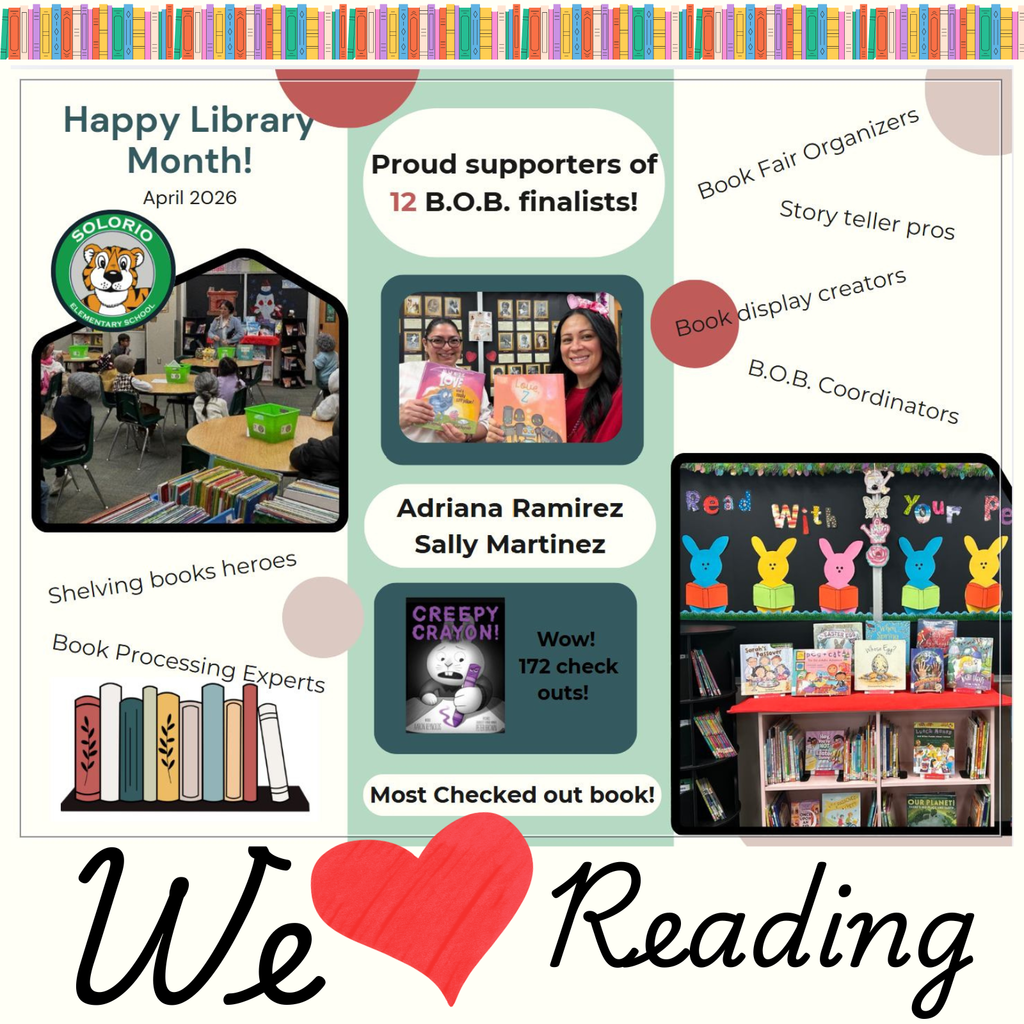 Text: We love reading Images: students reading together outside