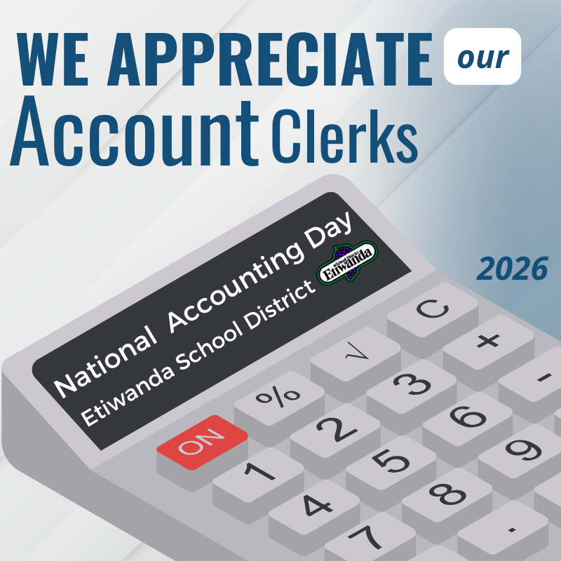 Text: We appreciate our Account Clerks, 2026 Image: calculator