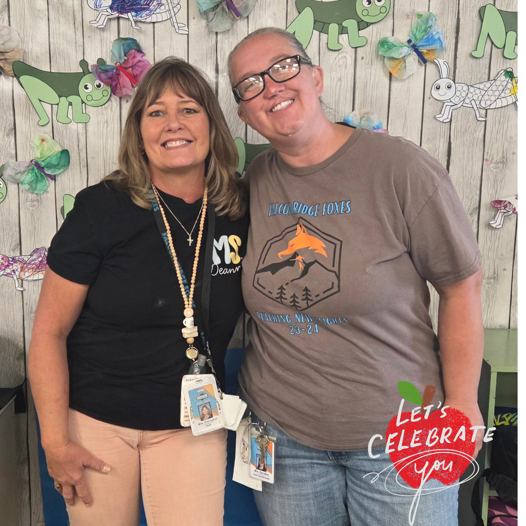Text: Let's celebrate you  Image: two smiling woman wearing black and gray shirts