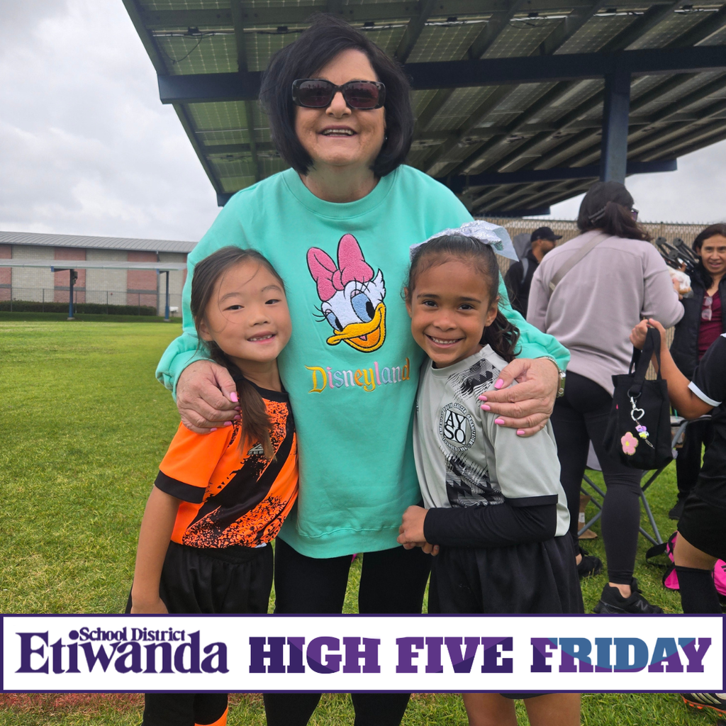 Text: High Five Friday - Image of one adult and two children smiling