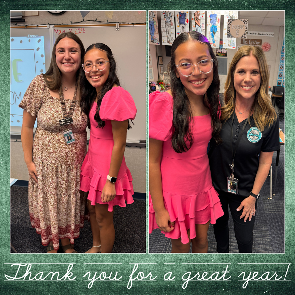 Text: Thank you for a great year. Images: two images of a female in  pink dress smiling with two adult females 