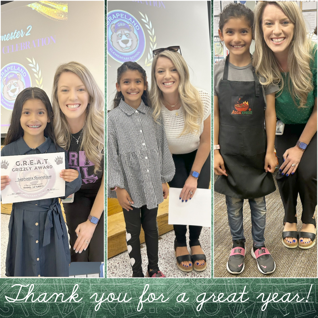 Text: thank you for a great Year. Images: three images of the same two people, blonde female and young girl