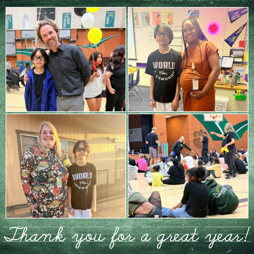 Text: Thank you for a great year Images: 4 images of adults smiling with students