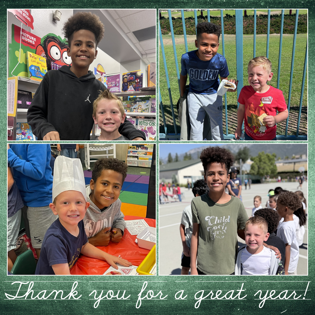 Text: thank you for a great year Images: 4 photos of the same two boys smiling