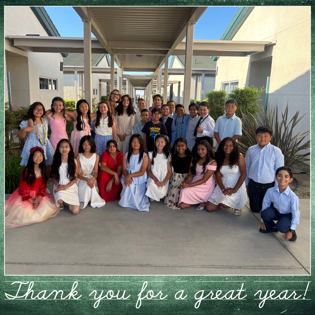 Text: Thank you for a great year. Image: a group of smiling students