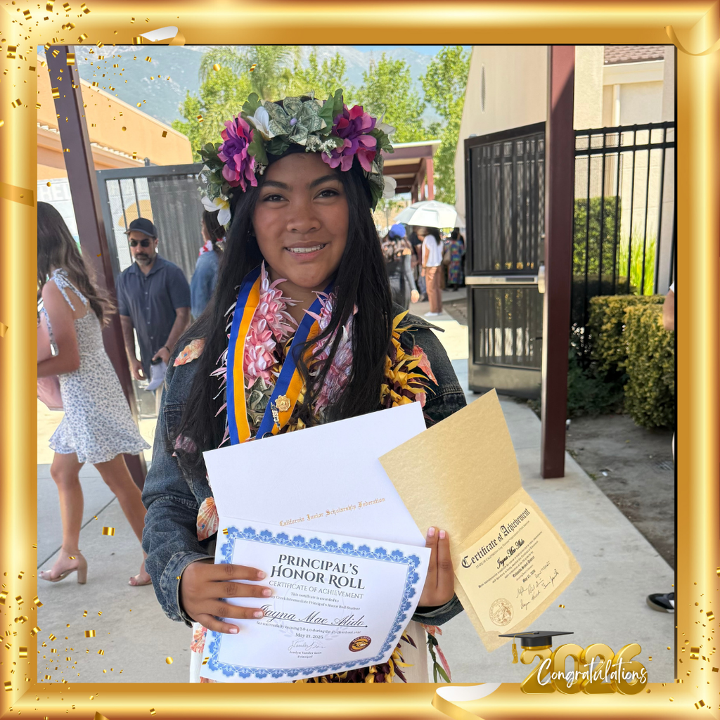 Text: Congratulations 2026 Image: smiling female student