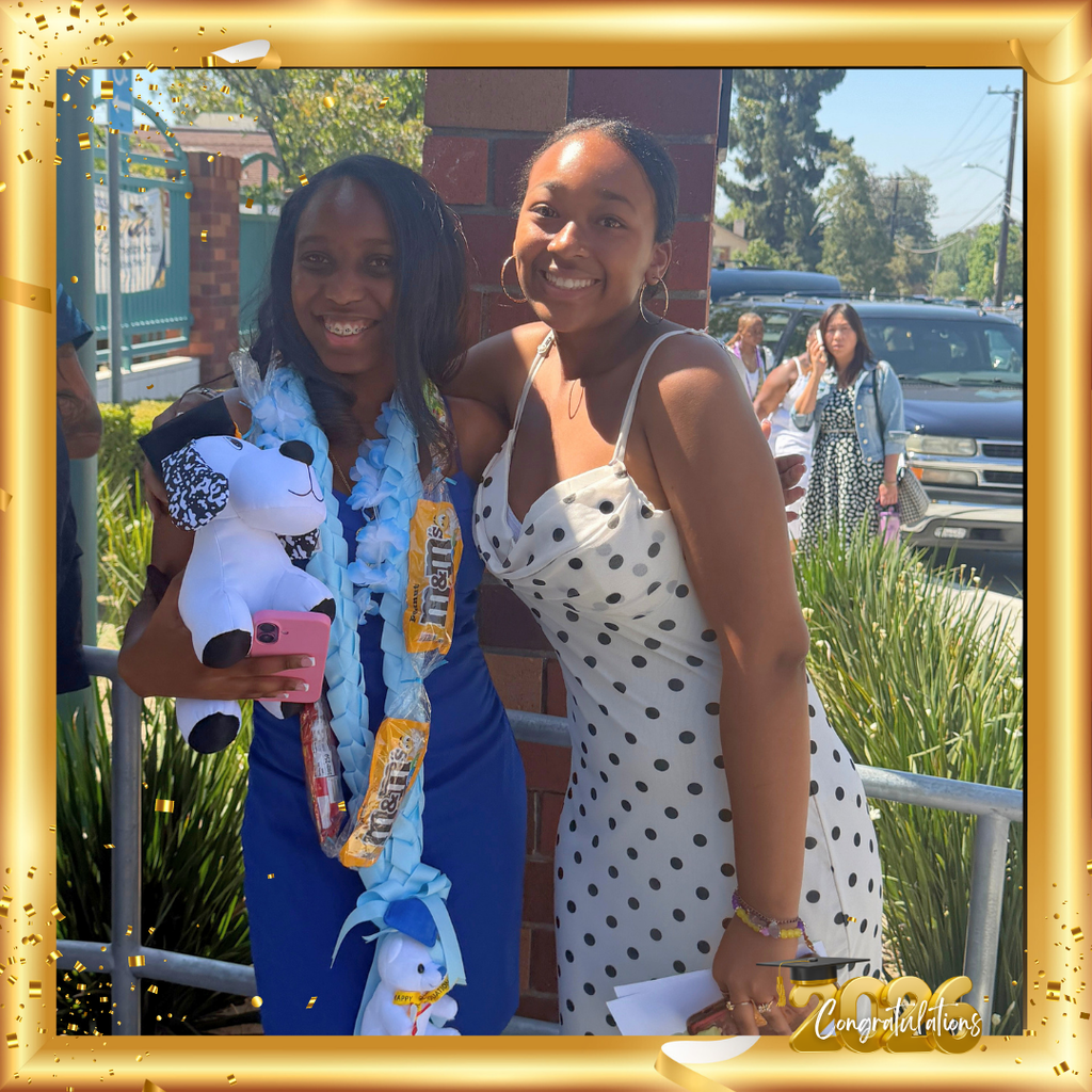 Text: Congratulations 2026 Image: two smiling adults