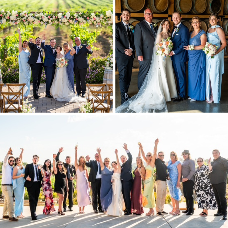 no text: images of smiling adults at a wedding