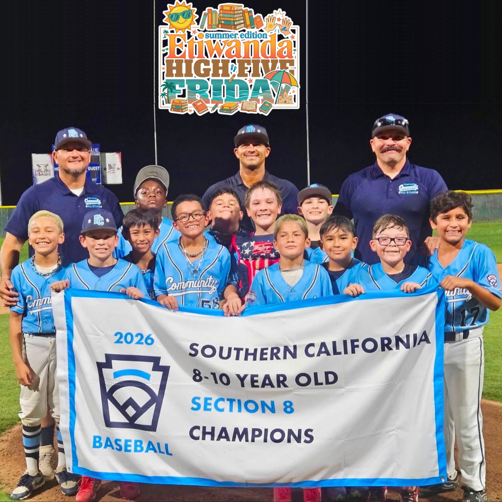 Text: Southern California 8-10 Section 8 Champions Image: smiling baseball players with coaches
