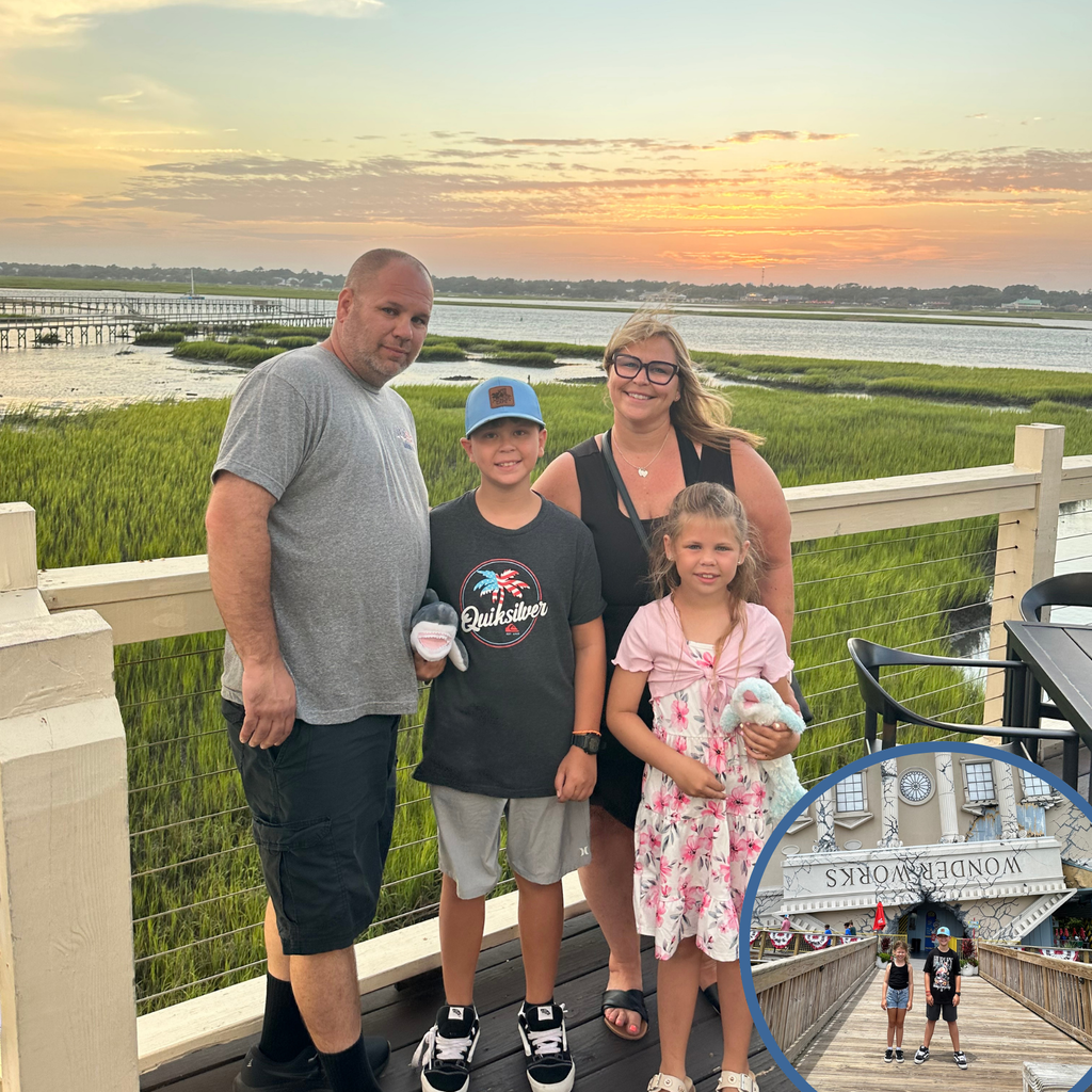No text Images: family of four smiling at South Carolina
