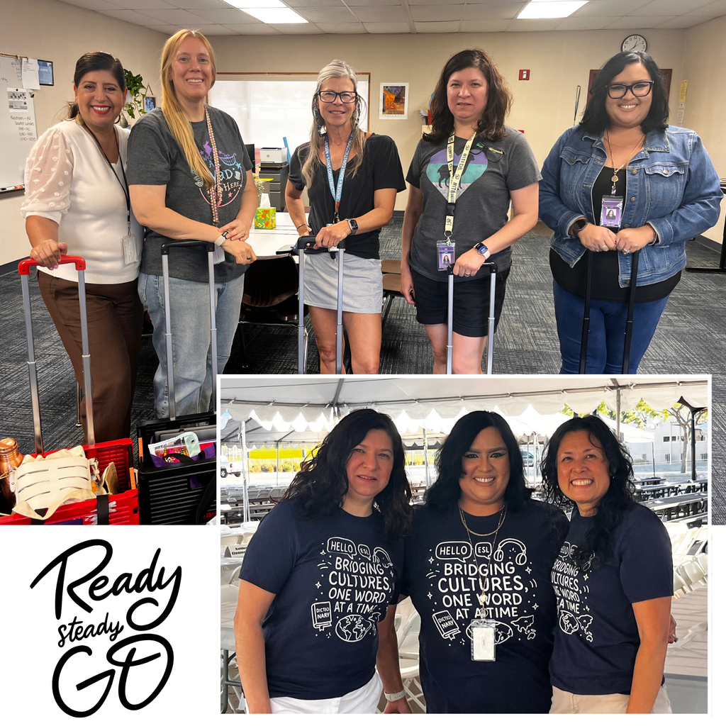 Text: Ready set go Images: smiling females in a classroom