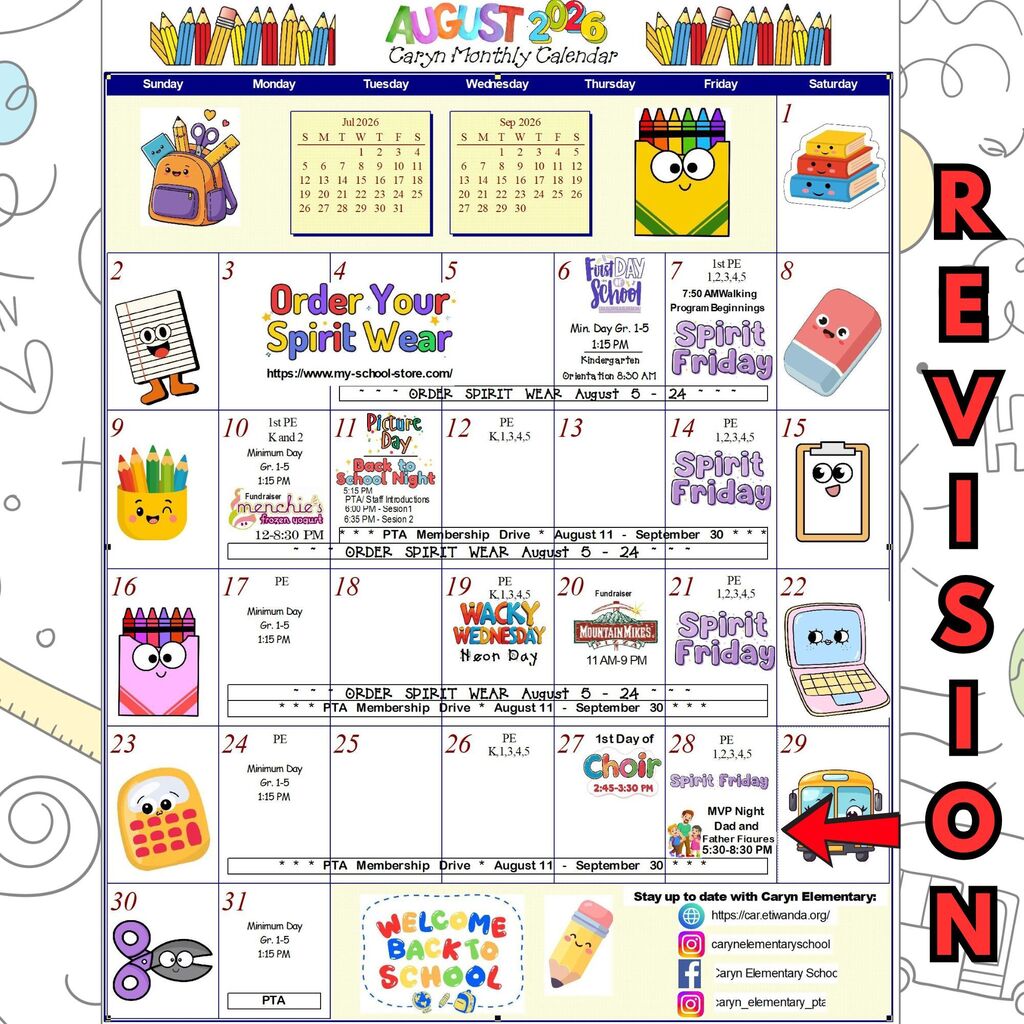 Caryn August Calendar