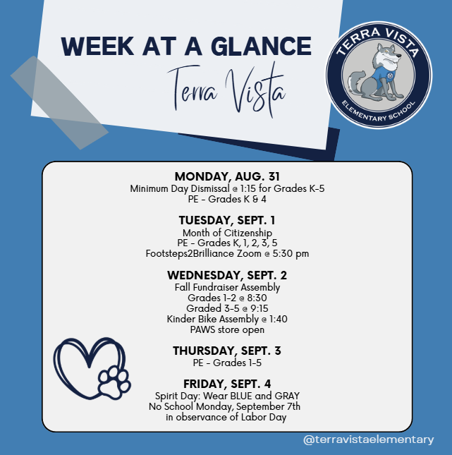 Week at a Glance August 31-September 4