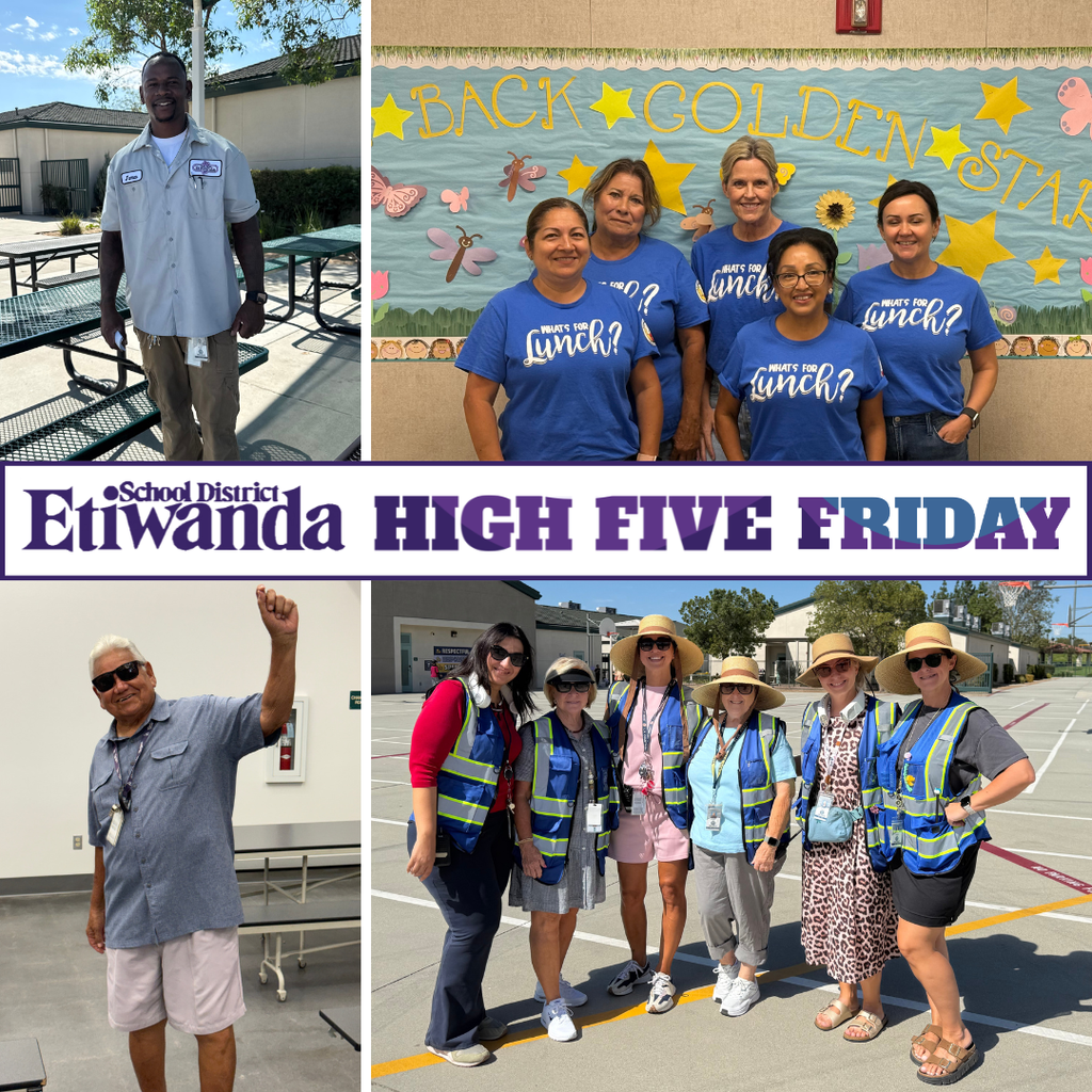 Text: Etiwanda School District High Five 4 images of people