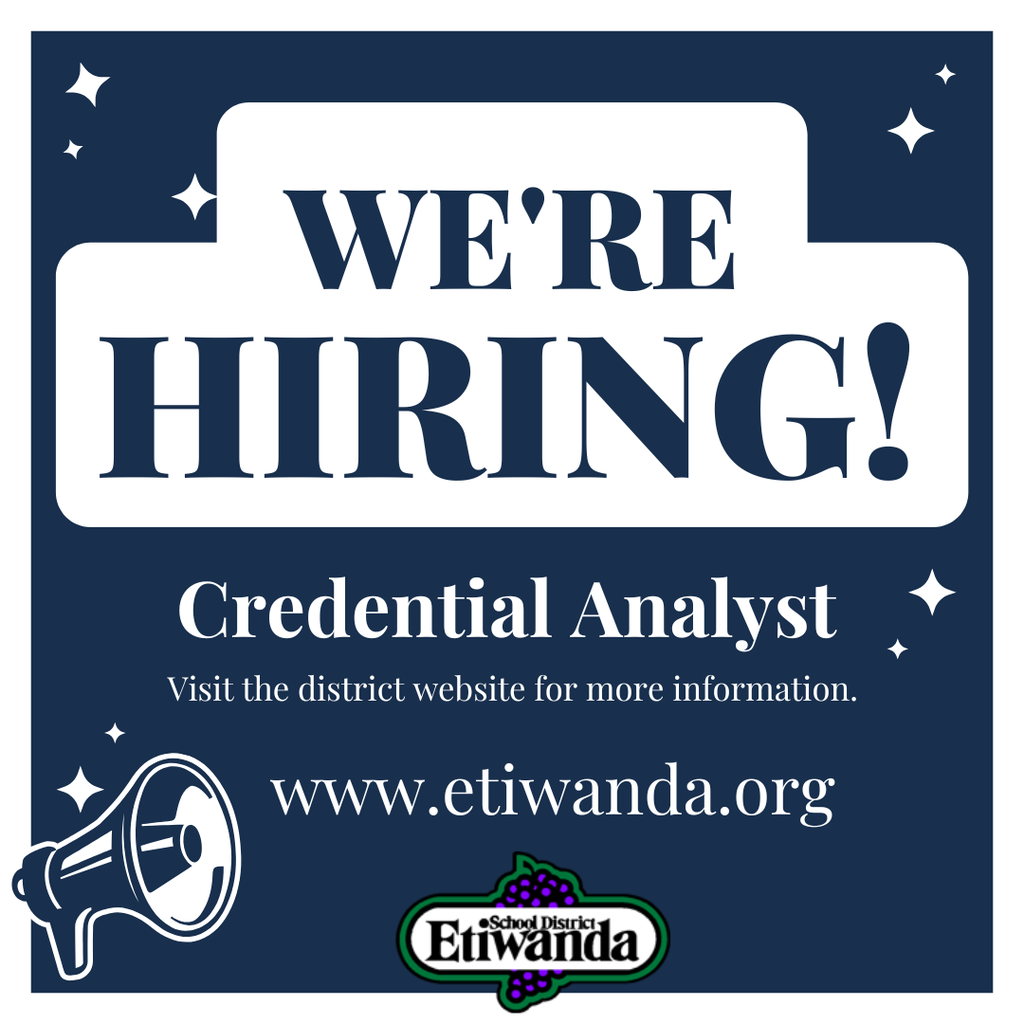The district is looking for a Credential Analyst to join the team. Learn more about the position and application process on the district website. Applications close September 9, 2026.
