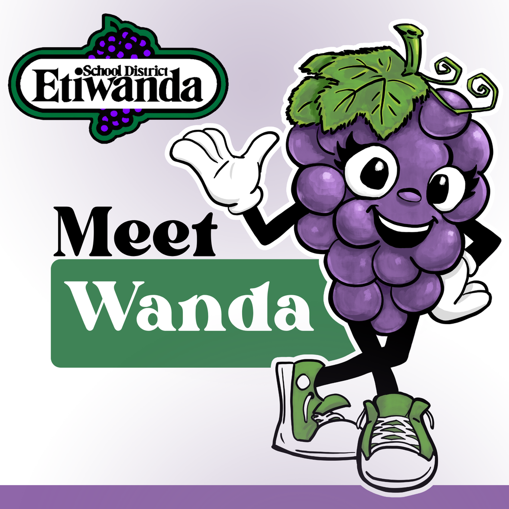 Text: Meet Wanda, Etiwanda logo
