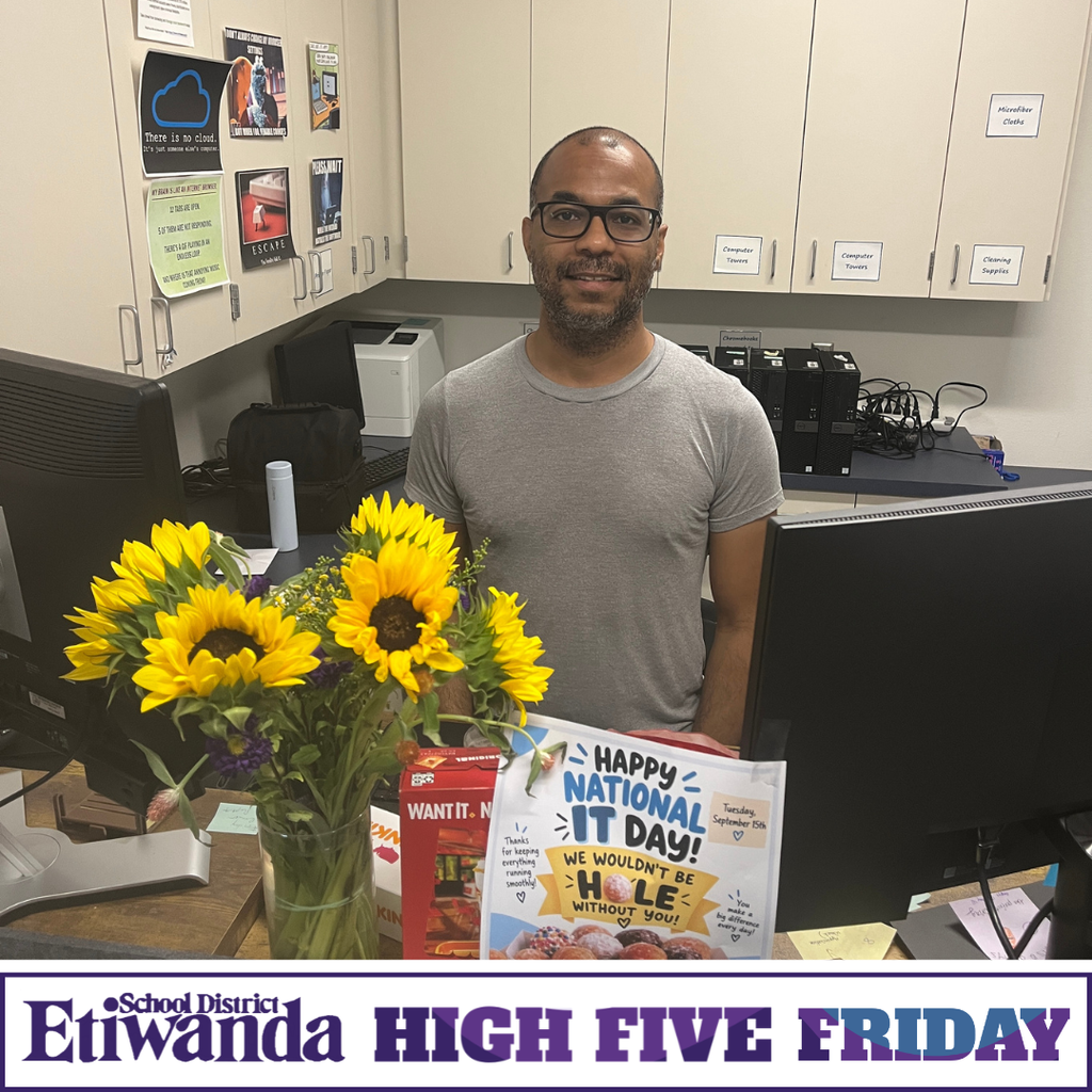 Text: High Five Friday, Image of a man in a gray shirt in his office